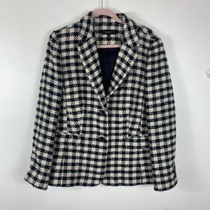 Women’s Black White Talbots Houndstooth Blazer Jacket Size 16